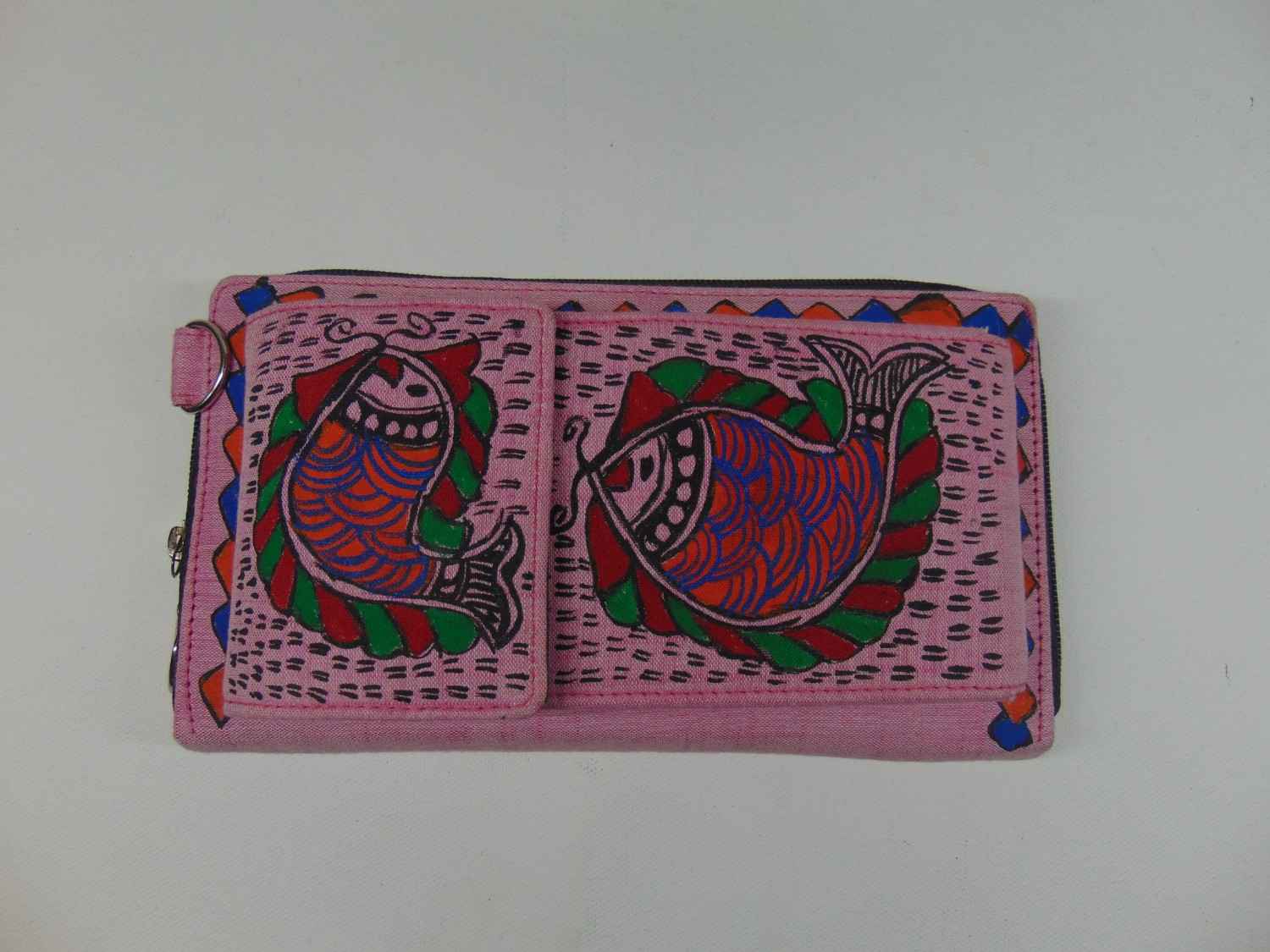 Women's Handicrafted Madhubani Clutch:Pink