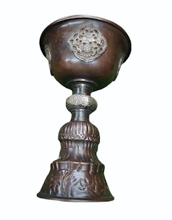Copper Engraved Diya Tibetan 
