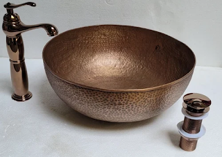 Copper Showpiece Wash Basin Carved