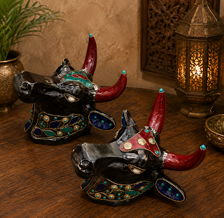 Artisan Enamel Bull Mask
