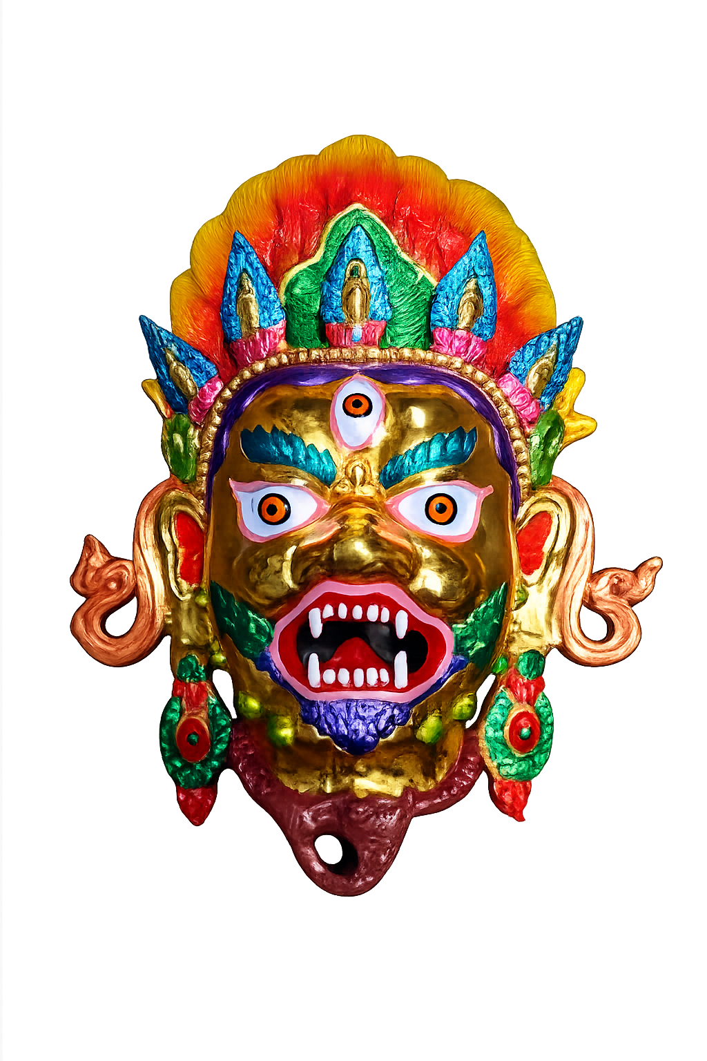 Handcrafted Tibetan Wrathful Deity Wall Mask
