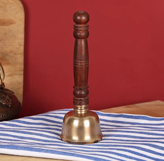Hand Bronze Bell With Wooden Handle 
