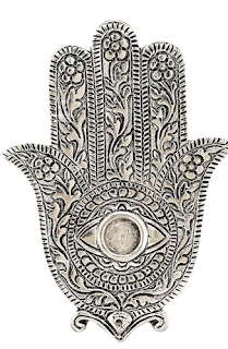 Gellon Silver Plated Hamsa Hand Incense Burner 