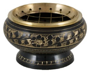 Vintage Brass Incense Fire Bowl