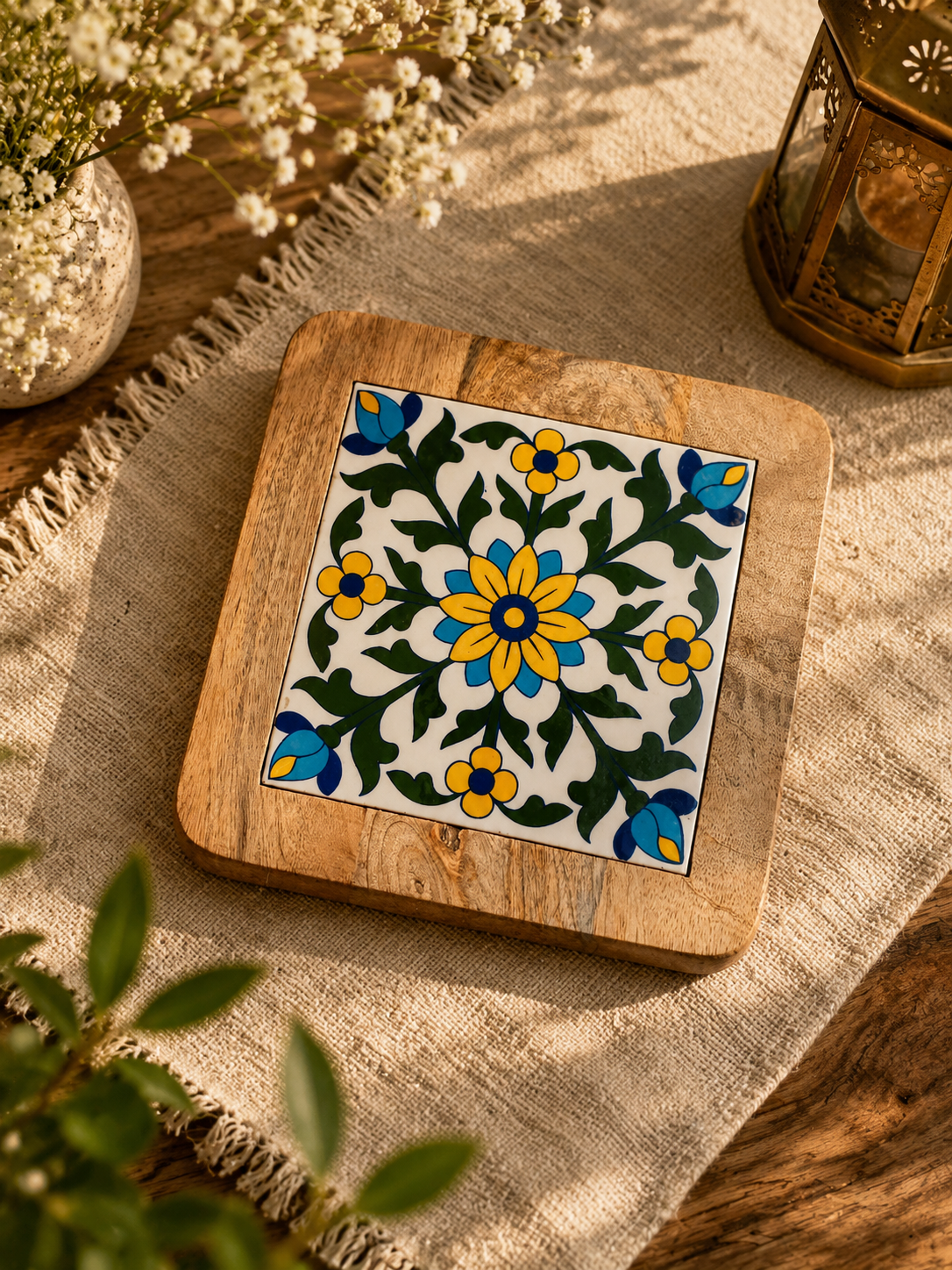 Ceramic Blue Pottery: Hot Plate/ Trivet Coaster 